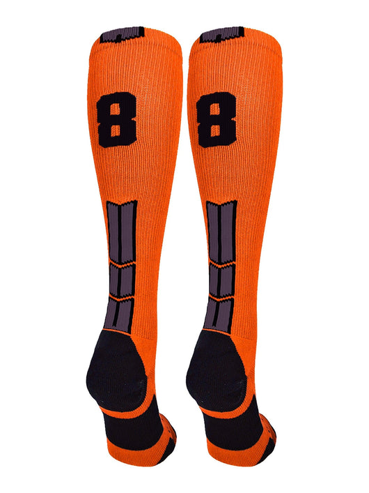 MadSportsStuff socks #88 / Large Player Id Jersey Number Socks Over the Calf Length Orange Black