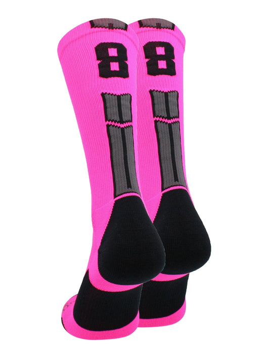 MadSportsStuff socks #88 / Medium Player Id Jersey Number Socks Crew Length Neon Pink Black