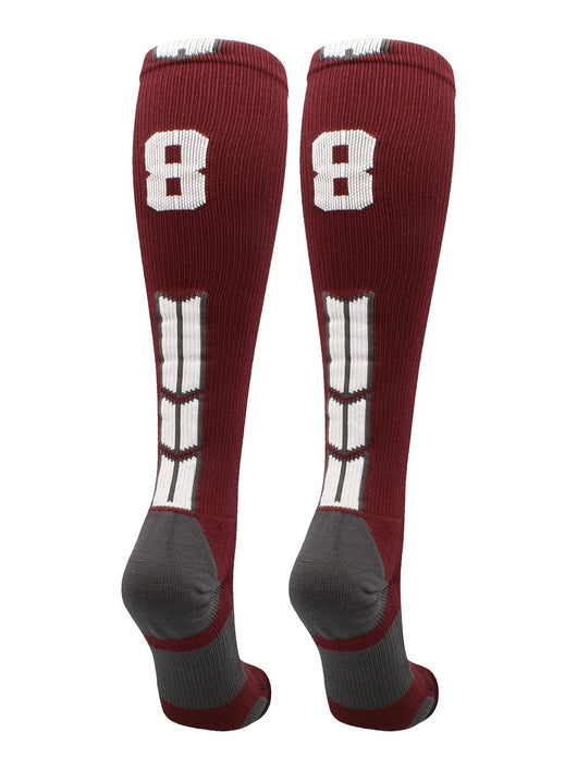 MadSportsStuff socks #88 / Medium Player Id Jersey Number Socks Over the Calf Length Maroon White