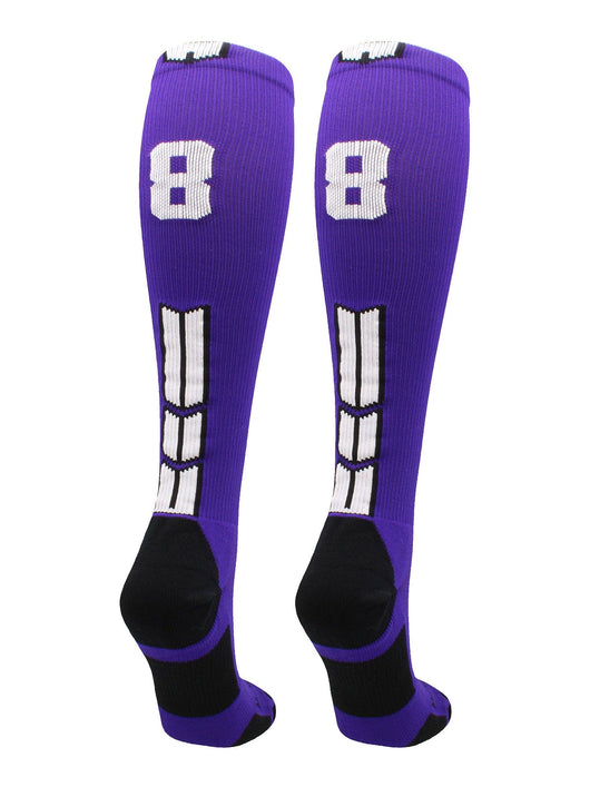 MadSportsStuff socks #88 / Medium Player Id Jersey Number Socks Over the Calf Length Purple White