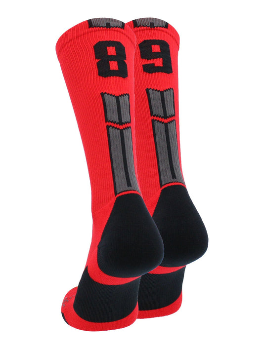 MadSportsStuff socks #89 / Large Player Id Jersey Number Socks Crew Length Red Black