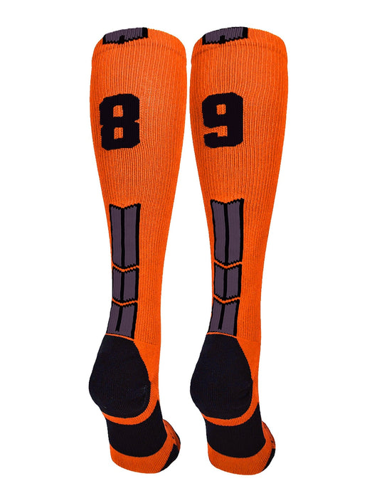 MadSportsStuff socks #89 / Large Player Id Jersey Number Socks Over the Calf Length Orange Black