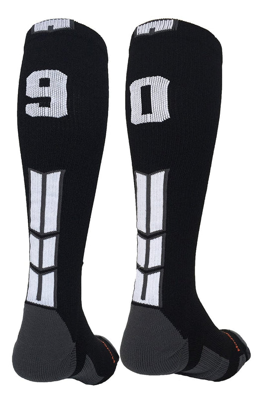 MadSportsStuff socks #90 / Medium Player Id Jersey Number Socks Over the Calf Length Black White