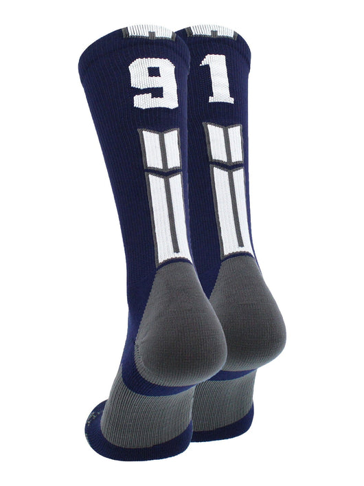 MadSportsStuff socks #91 / Small Player Id Jersey Number Socks Crew Length Navy White