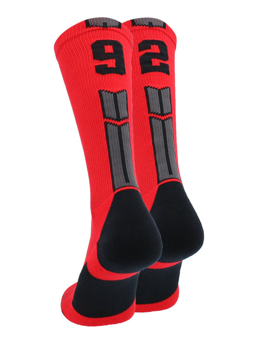 MadSportsStuff socks #92 / Large Player Id Jersey Number Socks Crew Length Red Black