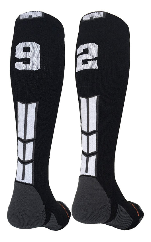 MadSportsStuff socks #92 / Medium Player Id Jersey Number Socks Over the Calf Length Black White