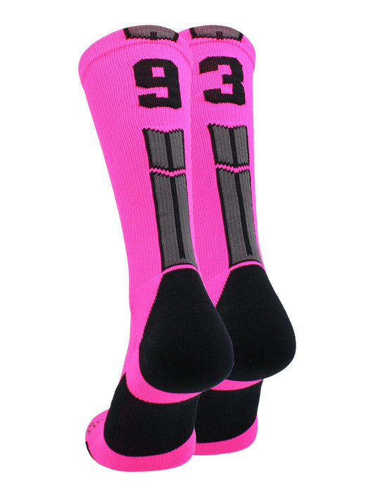 MadSportsStuff socks #93 / Medium Player Id Jersey Number Socks Crew Length Neon Pink Black