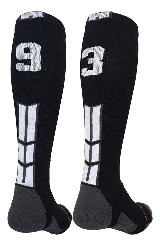 MadSportsStuff socks #93 / Medium Player Id Jersey Number Socks Over the Calf Length Black White