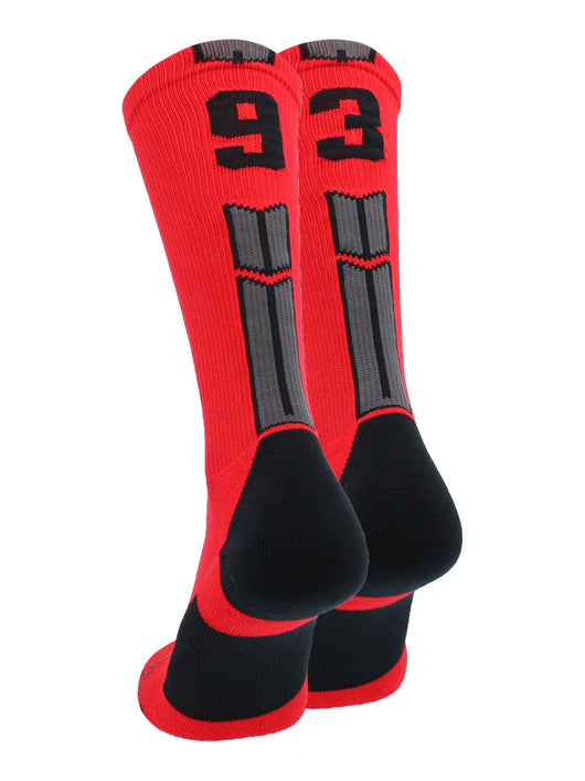 MadSportsStuff socks #93 / Small Player Id Jersey Number Socks Crew Length Red Black