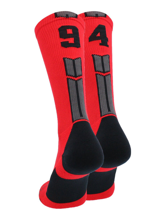 MadSportsStuff socks #94 / Large Player Id Jersey Number Socks Crew Length Red Black