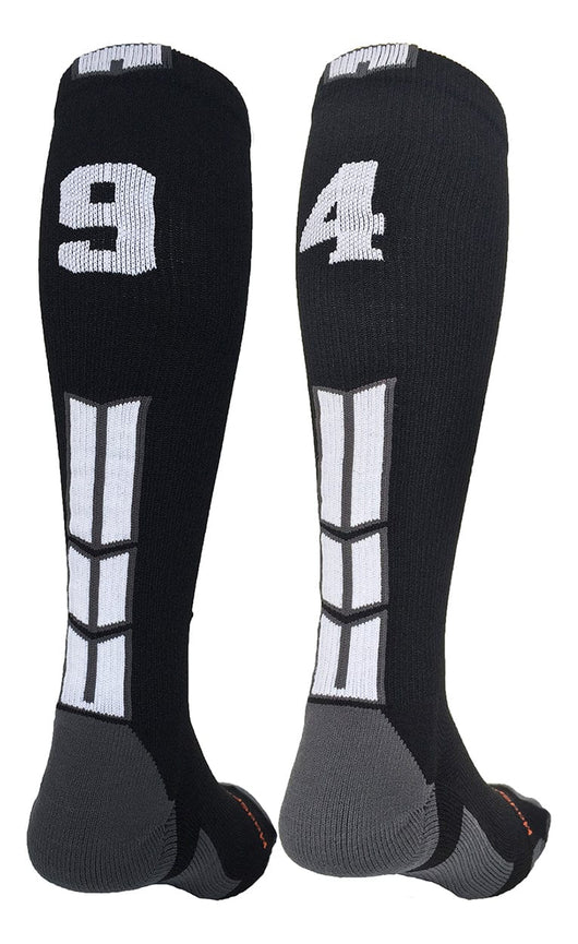 MadSportsStuff socks #94 / Medium Player Id Jersey Number Socks Over the Calf Length Black White
