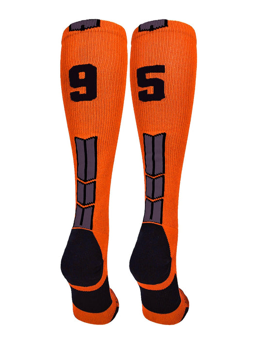 MadSportsStuff socks #95 / Large Player Id Jersey Number Socks Over the Calf Length Orange Black