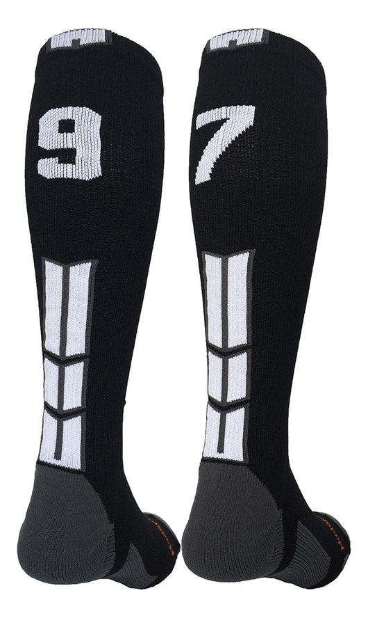 MadSportsStuff socks #97 / Medium Player Id Jersey Number Socks Over the Calf Length Black White