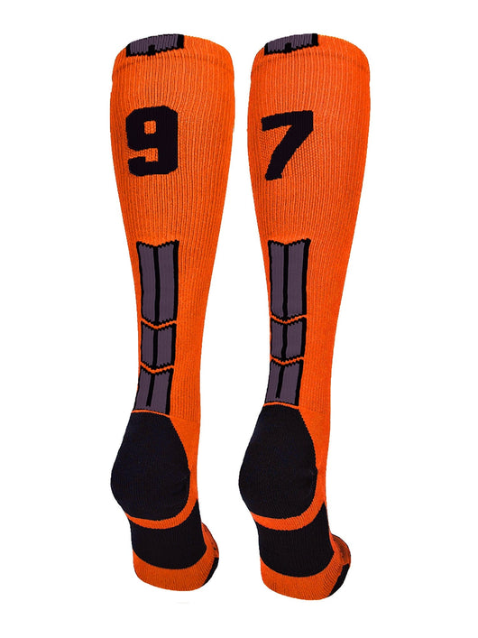 MadSportsStuff socks #97 / Small Player Id Jersey Number Socks Over the Calf Length Orange Black