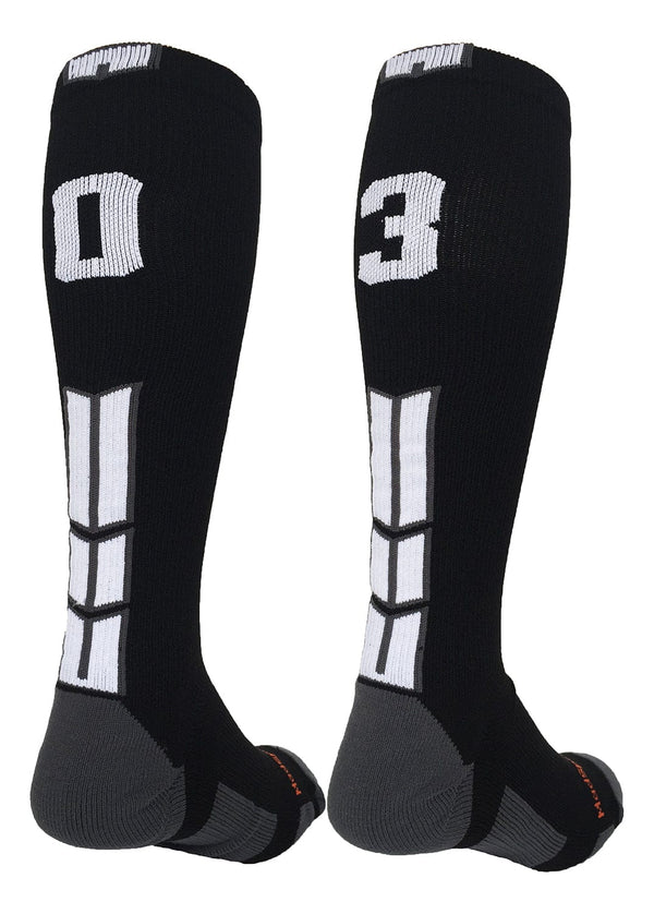 MadSportsStuff socks Player Id Jersey Number Socks Over the Calf Length Black White