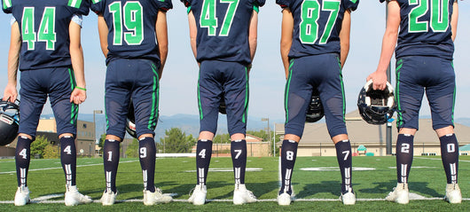 MadSportsStuff socks Player Id Jersey Number Socks Over the Calf Length Navy White