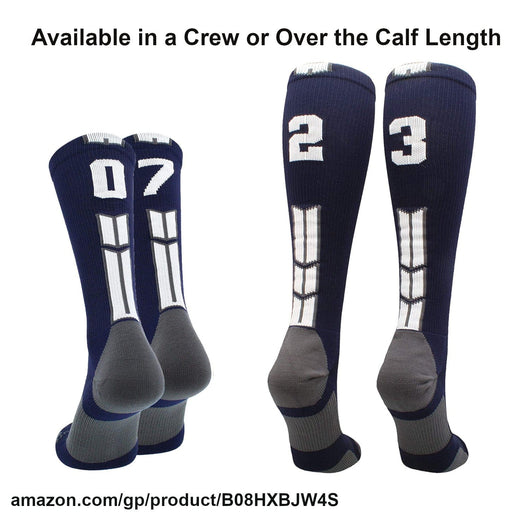 MadSportsStuff socks Player Id Jersey Number Socks Over the Calf Length Navy White