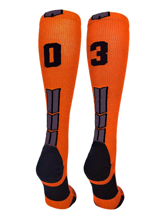 MadSportsStuff socks Player Id Jersey Number Socks Over the Calf Length Orange Black