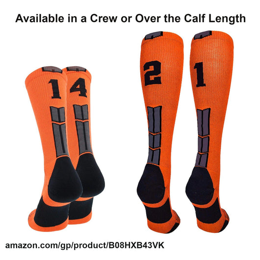 MadSportsStuff socks Player Id Jersey Number Socks Over the Calf Length Orange Black