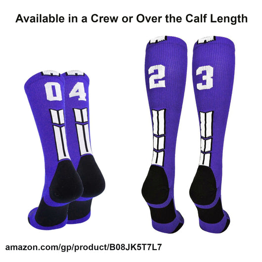 MadSportsStuff socks Player Id Jersey Number Socks Over the Calf Length Purple White